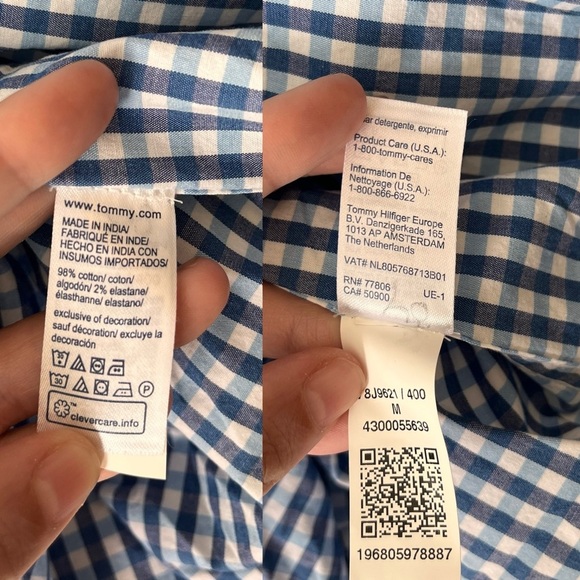 NWT Tommy Hilfiger Blue Gingham Button-Down Shirt M - Picture 12 of 16